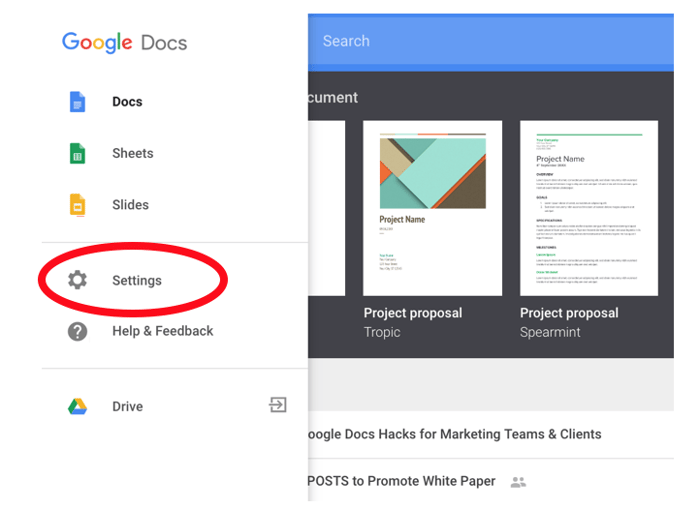 Google Doc Hacks: Select Settings