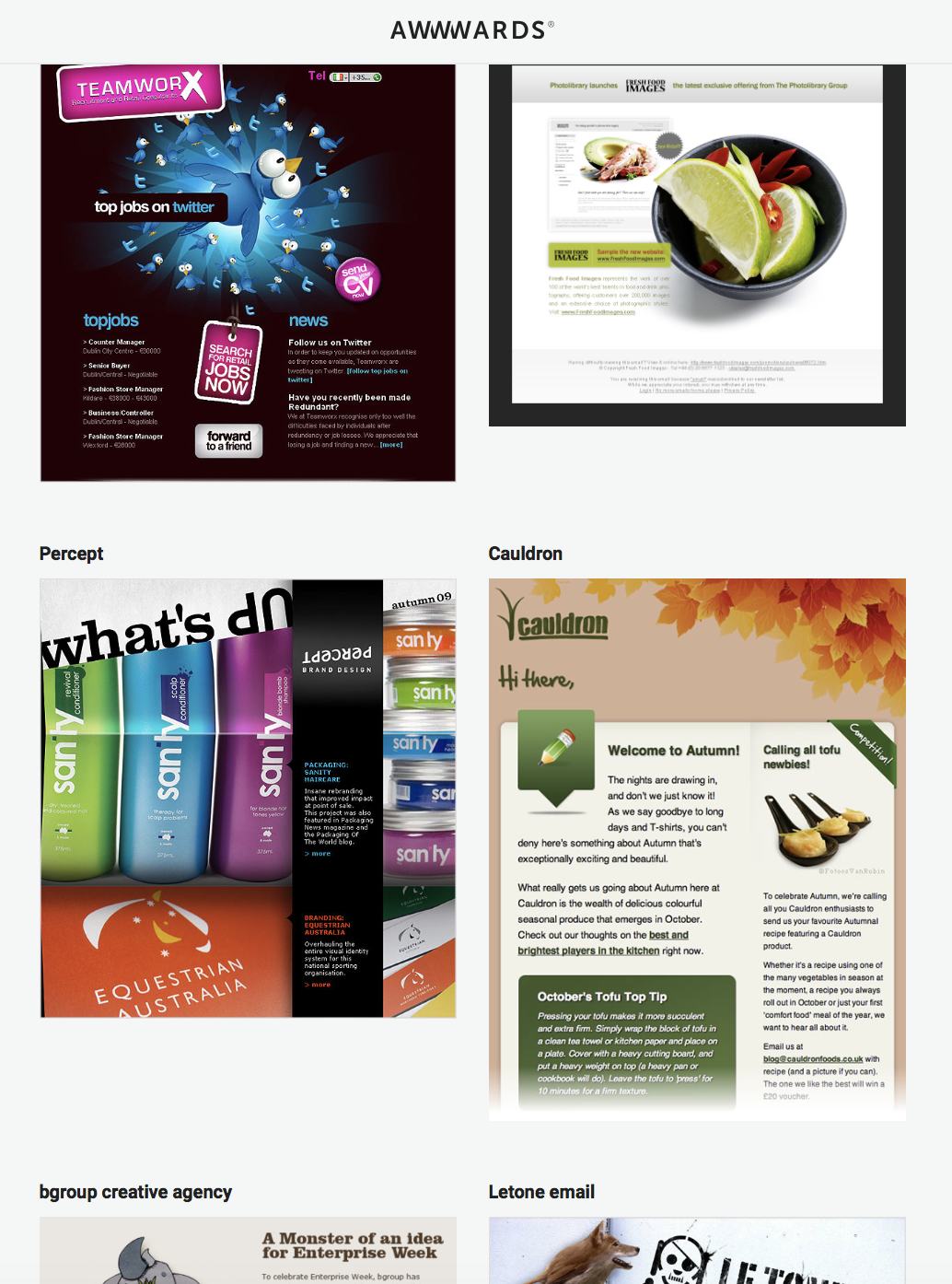 Newsletter design awwords result