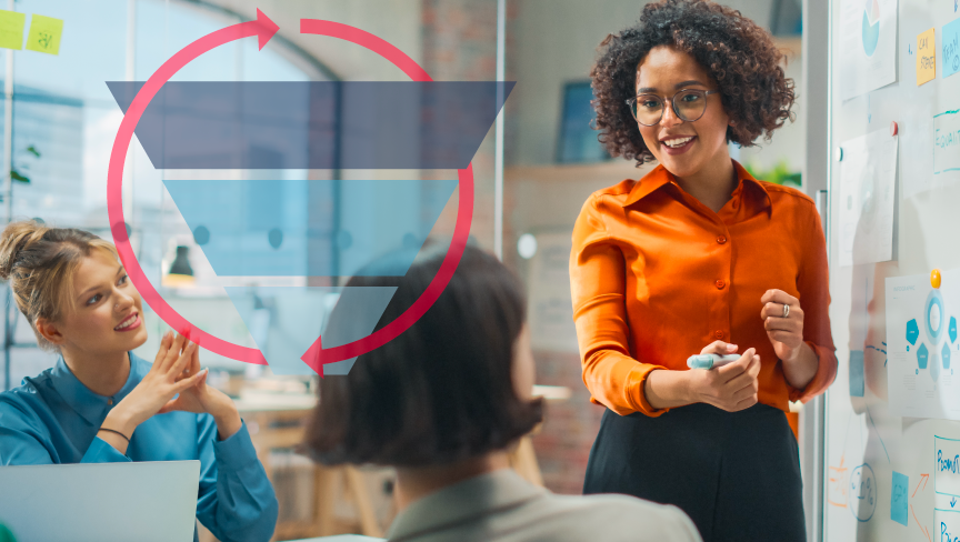 Businesswoman giving presentation in front of her colleagues in a conference room